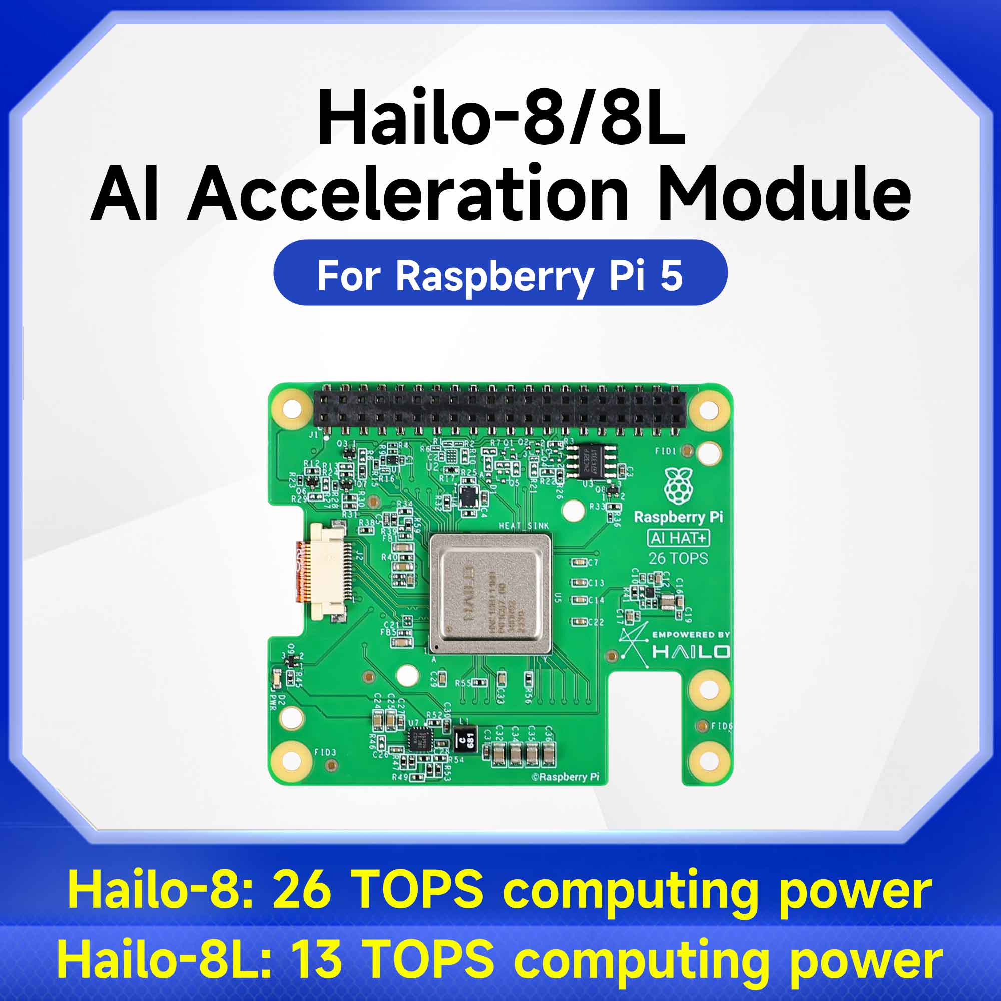 Raspberry Pi Ai Kit Hailo-8L - โมดูลเร่งความเร็ว Hailo 8/8l Ai 13tops/26tops ชุดอุปกรณ์อิเล็กทรอนิกส์