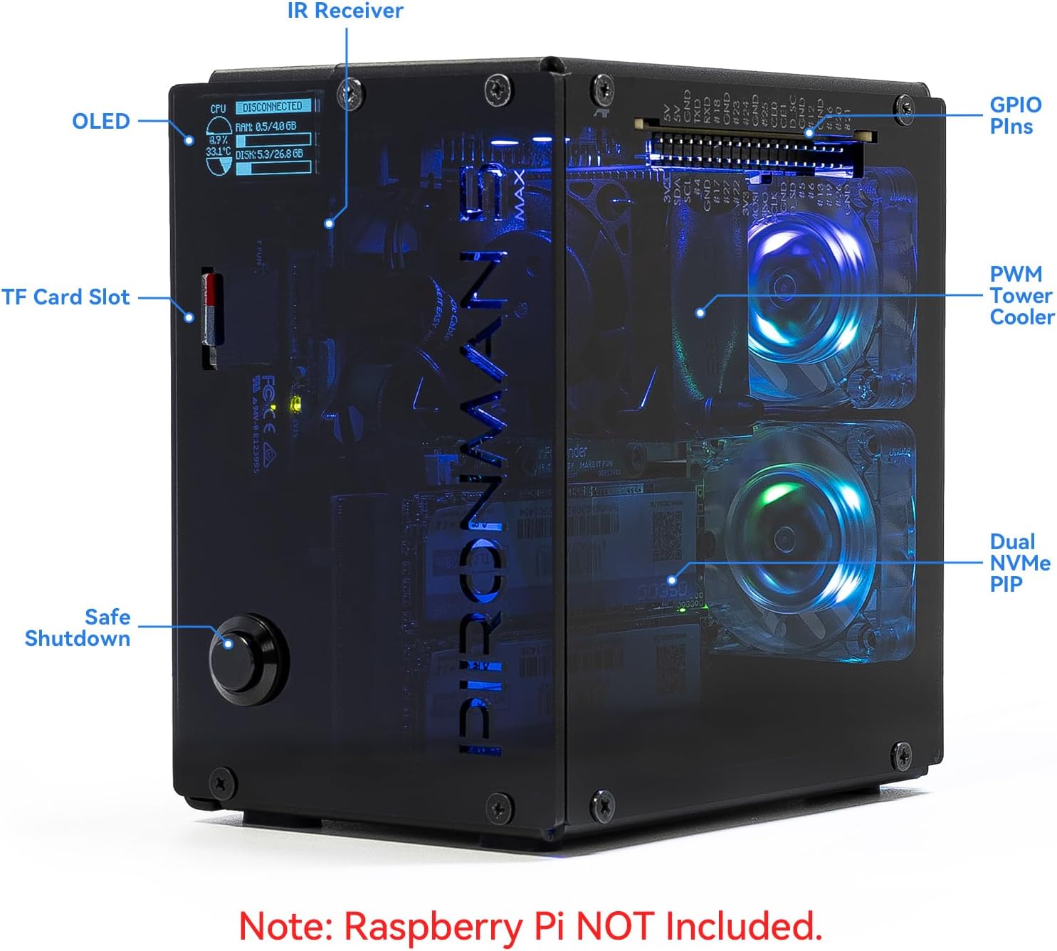 เคสพีซี Pironman 5-MAX Dual NV - Raspberry Pi Ai Kit Hailo-8L บทวิจารณ์และราคา
